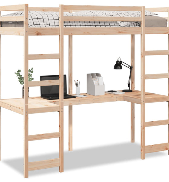 Hochbett ohne Matratze 75x190 cm Massivholz Kiefer