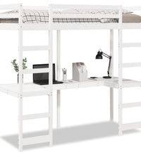 Hochbett ohne Matratze Weiß 75x190 cm Massivholz Kiefer