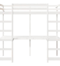 Hochbett ohne Matratze Weiß 75x190 cm Massivholz Kiefer
