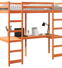 Hochbett ohne Matratze Wachsbraun 75x190 cm Massivholz Kiefer
