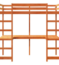 Hochbett ohne Matratze Wachsbraun 75x190 cm Massivholz Kiefer