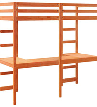 Hochbett ohne Matratze Wachsbraun 75x190 cm Massivholz Kiefer