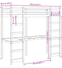Hochbett ohne Matratze Wachsbraun 75x190 cm Massivholz Kiefer