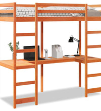 Hochbett ohne Matratze Wachsbraun 75x190 cm Massivholz Kiefer