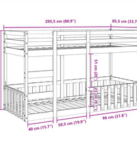 Etagenbett 80x200 cm Massivholz Kiefer