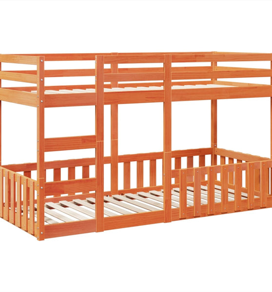 Etagenbett Wachsbraun 80x200 cm Massivholz Kiefer