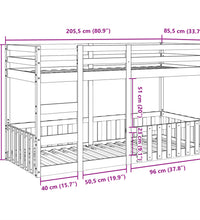 Etagenbett Wachsbraun 80x200 cm Massivholz Kiefer
