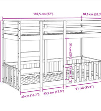 Etagenbett Weiß 75x190 cm Massivholz Kiefer
