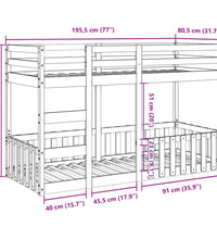 Etagenbett Wachsbraun 75x190 cm Massivholz Kiefer