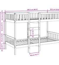 Etagenbett Wachsbraun 80x200 cm Massivholz Kiefer