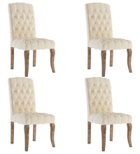 Esszimmerstühle 4 Stk. Beige Leinenoptik Stoff