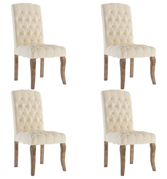 Esszimmerstühle 4 Stk. Beige Leinenoptik Stoff
