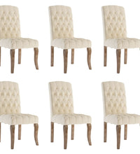 Esszimmerstühle 6 Stk. Beige Leinen-Optik Stoff