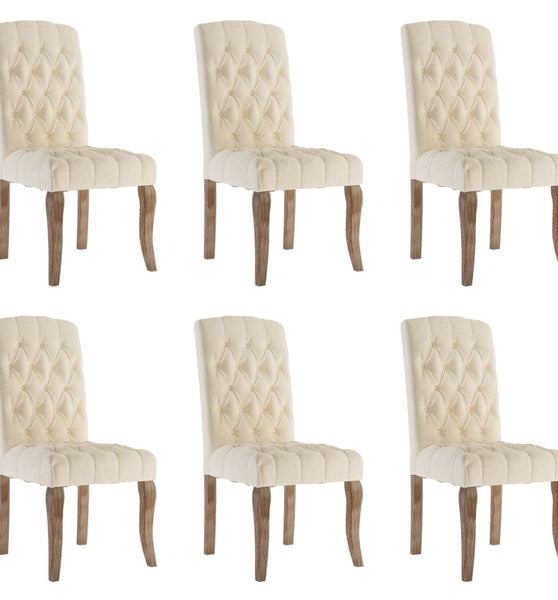 Esszimmerstühle 6 Stk. Beige Leinen-Optik Stoff
