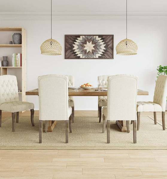 Esszimmerstühle 6 Stk. Beige Leinen-Optik Stoff