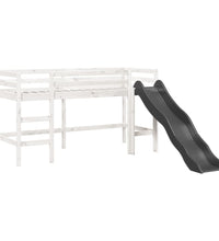 Kinderhochbett mit Vorhängen Weiß Schwarz 90x200 cm Kiefernholz