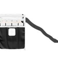 Kinderhochbett mit Vorhängen Weiß Schwarz 90x200 cm Kiefernholz