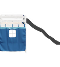 Kinderhochbett mit Vorhängen Blau 90x200 cm Massivholz Kiefer