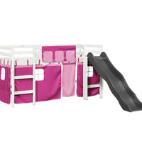 Kinderhochbett mit Vorhängen Rosa 90x200 cm Massivholz Kiefer