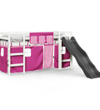 Kinderhochbett mit Vorhängen Rosa 90x200 cm Massivholz Kiefer