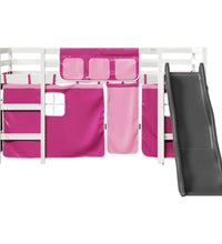 Kinderhochbett mit Vorhängen Rosa 90x200 cm Massivholz Kiefer