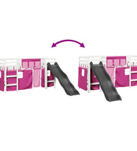 Kinderhochbett mit Vorhängen Rosa 90x200 cm Massivholz Kiefer