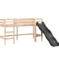 Kinderhochbett mit Vorhängen Blau 90x190 cm Massivholz Kiefer