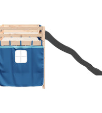 Kinderhochbett mit Vorhängen Blau 90x190 cm Massivholz Kiefer