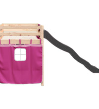 Kinderhochbett mit Vorhängen Rosa 90x190 cm Massivholz Kiefer