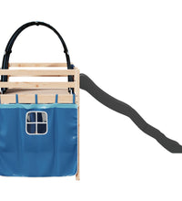 Kinderhochbett mit Tunnel Blau 80x200 cm Massivholz Kiefer