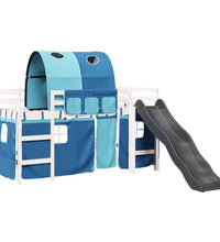 Kinderhochbett mit Tunnel Blau 80x200 cm Massivholz Kiefer