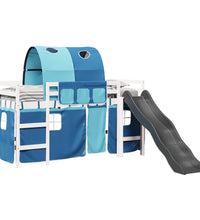 Kinderhochbett mit Tunnel Blau 80x200 cm Massivholz Kiefer