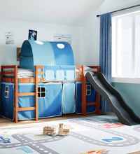 Kinderhochbett mit Tunnel Blau 80x200 cm Massivholz Kiefer