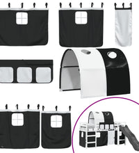 Kinderhochbett mit Tunnel Weiß & Schwarz 90x200 cm Kiefernholz