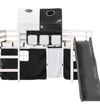 Kinderhochbett mit Tunnel Weiß & Schwarz 90x200 cm Kiefernholz