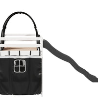 Kinderhochbett mit Tunnel Weiß & Schwarz 90x200 cm Kiefernholz