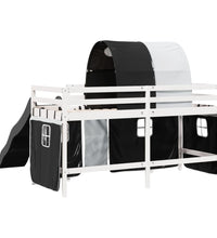 Kinderhochbett mit Tunnel Weiß & Schwarz 90x200 cm Kiefernholz