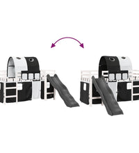 Kinderhochbett mit Tunnel Weiß & Schwarz 90x200 cm Kiefernholz