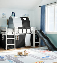 Kinderhochbett mit Tunnel Weiß & Schwarz 90x200 cm Kiefernholz