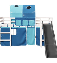 Kinderhochbett mit Tunnel Blau 90x200 cm Massivholz Kiefer