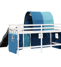 Kinderhochbett mit Tunnel Blau 90x200 cm Massivholz Kiefer