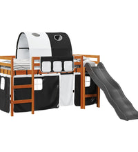 Kinderhochbett mit Tunnel Weiß & Schwarz 90x200 cm Kiefernholz
