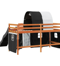 Kinderhochbett mit Tunnel Weiß & Schwarz 90x200 cm Kiefernholz