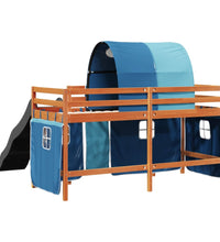 Kinderhochbett mit Tunnel Blau 90x200 cm Massivholz Kiefer