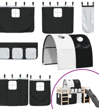 Kinderhochbett mit Tunnel Weiß & Schwarz 90x190 cm Kiefernholz