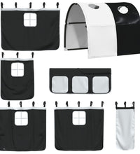 Kinderhochbett mit Tunnel Weiß & Schwarz 90x190 cm Kiefernholz