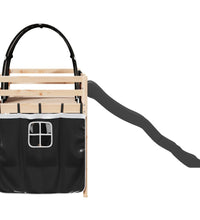 Kinderhochbett mit Tunnel Weiß & Schwarz 90x190 cm Kiefernholz