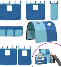 Kinderhochbett mit Tunnel Blau 90x190 cm Massivholz Kiefer