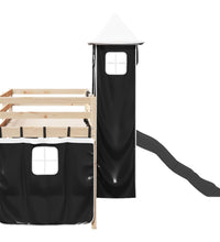 Kinderhochbett mit Turm Weiß & Schwarz 80x200 cm Kiefernholz
