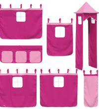Kinderhochbett mit Turm Rosa 80x200 cm Massivholz Kiefer
